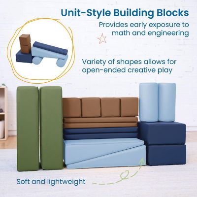 ECR4Kids SoftZone Soft Builder Blocks, Earthtone, 16-Piece Image 2