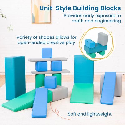 ECR4Kids SoftZone Soft Builder Blocks, Foam Shapes, Contemporary, 16-Piece Image 2