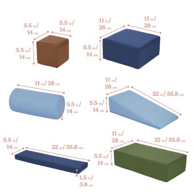 ECR4Kids SoftZone Soft Builder Blocks, Foam Shapes, Earthtone, 16-Piece Image 1