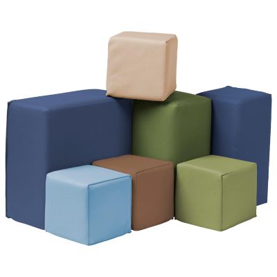 ECR4Kids SoftZone Toddler Foam Building Blocks, Foam Playset, Earthtone, 7-Piece Image 1
