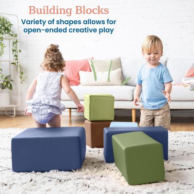 ECR4Kids SoftZone Toddler Foam Building Blocks, Foam Playset, Earthtone, 7-Piece Image 3