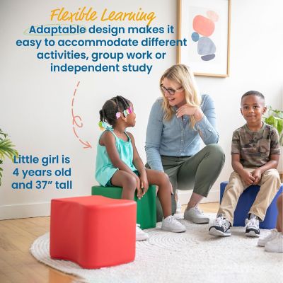 ECR4Kids SoftZone Toddler Modular Stool Set, Assorted, 4-Piece Image 2