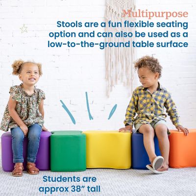 ECR4Kids SoftZone Toddler Modular Stool Set, Assorted, 6-Piece Image 3