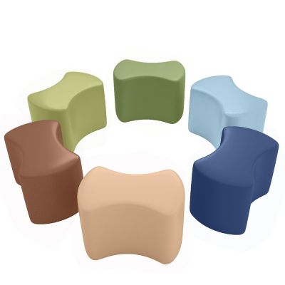 ECR4Kids SoftZone Toddler Modular Stool Set, Earthtone, 6-Piece Image 1