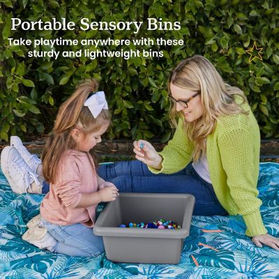 ECR4Kids Square Bin with Lid, Grey, 2-Pack Image 2