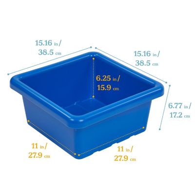 ECR4Kids Square Bin with Lid, Storage Containers, Blue, 2-Pack Image 1