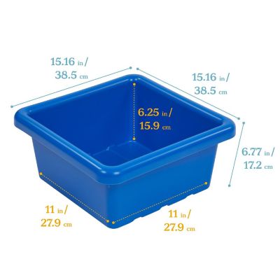 ECR4Kids Square Bin with Lid, Storage Containers, Blue, 4-Pack Image 1
