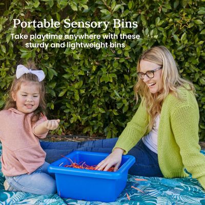ECR4Kids Square Bin with Lid, Storage Containers, Blue, 4-Pack Image 2