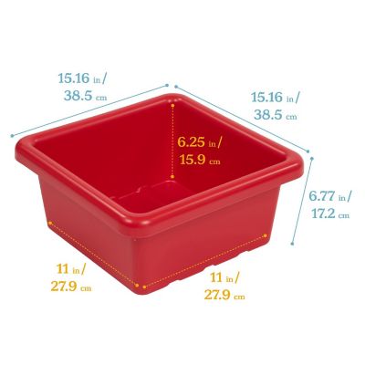 ECR4Kids Square Bin with Lid, Storage Containers, Red, 2-Pack Image 1