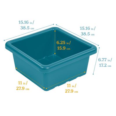 ECR4Kids Square Bin with Lid, Storage Containers, Turquoise, 4-Pack Image 1