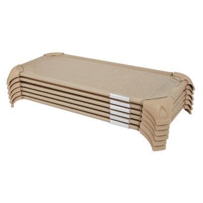 ECR4Kids Stackable Cozy Cot with Storage, Sand, 6-Pack Image 1