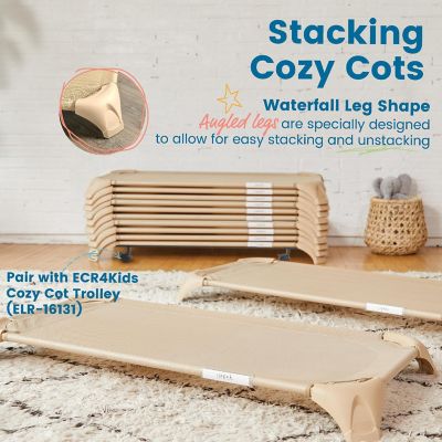 ECR4Kids Stackable Cozy Cot with Storage, Sand, 6-Pack Image 2