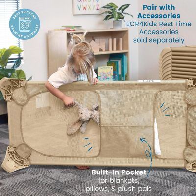 ECR4Kids Stackable Cozy Cot with Storage, Sand, 6-Pack Image 3