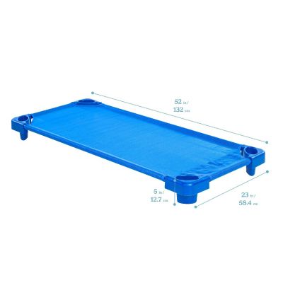 ECR4Kids Stackable Kiddie Cot, Ready-to-Assemble, Standard Size, Blue, 6-Pack Image 1