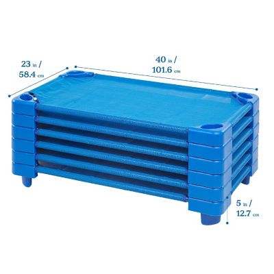 ECR4Kids Stackable Kiddie Cot, Ready-To-Assemble, Toddler Size, Blue, 6-Pack Image 1