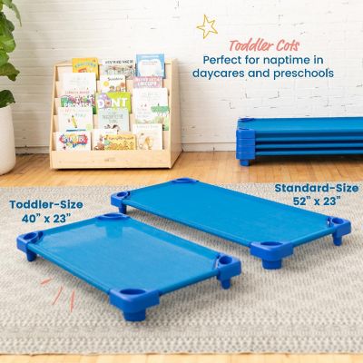 ECR4Kids Stackable Kiddie Cot, Ready-To-Assemble, Toddler Size, Blue, 6-Pack Image 2