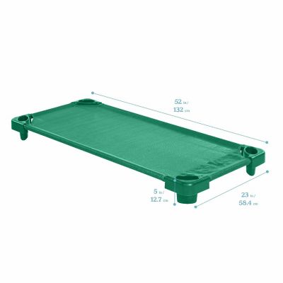 ECR4Kids Stackable Kiddie Cot, Standard Size, Green, 6-Pack Image 1