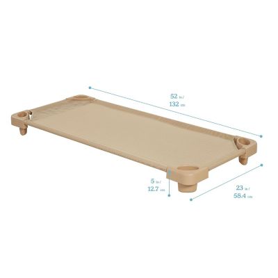 ECR4Kids Stackable Kiddie Cot, Standard Size, Sand, 6-Pack Image 1