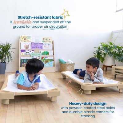ECR4Kids Stackable Kiddie Cot, Standard Size, Sand, 6-Pack Image 3