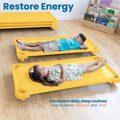 ECR4Kids Stackable Kiddie Cot, Standard Size, Yellow, 6-Pack Image 2