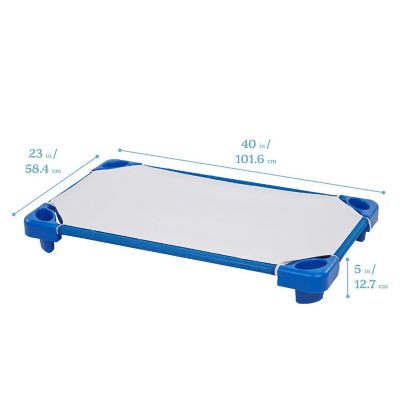 ECR4Kids Stackable Kiddie Cot with Sheet, Toddler Size, Blue, 6-Pack Image 1