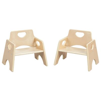 ECR4Kids Stackable Wooden Toddler Chair, 6in, Kids Furniture, Natural, 2-Pack Image 1