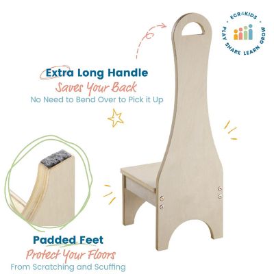 ECR4Kids Stepstool with Long Handle, Natural Image 2