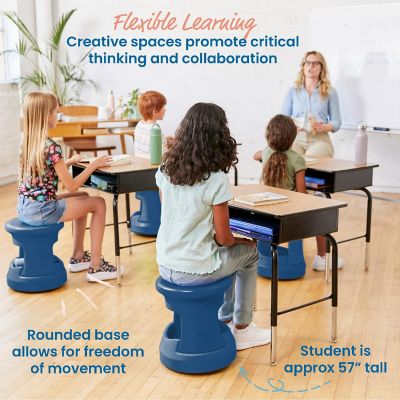 ECR4Kids Storage Wobble Stool, 15in Seat Height, Active Seating, Navy Image 2