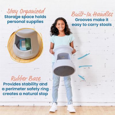 ECR4Kids Storage Wobble Stool, 15in Seat Height, Light Grey Image 3