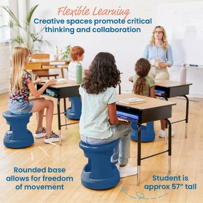 ECR4Kids Storage Wobble Stool, 15in Seat Height, Navy Image 2