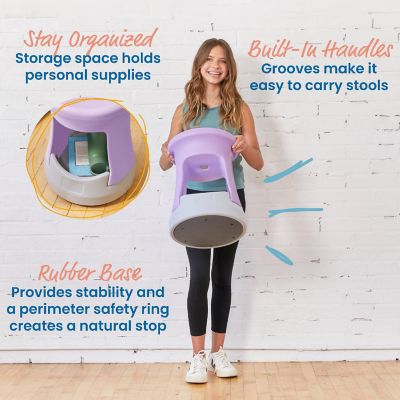 ECR4Kids Storage Wobble Stool, 18in Seat Height, Active Seating, Light Purple/Light Grey Image 3