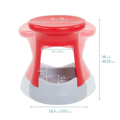 ECR4Kids Storage Wobble Stool, 18in Seat Height, Red/Light Grey Image 1