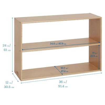 ECR4Kids Streamline 2-Shelf Storage Cabinet, 24in High, Double-Sided Display, Natural Image 1