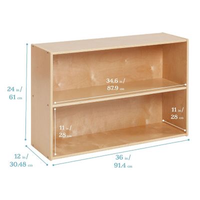 ECR4Kids Streamline 2-Shelf Storage Cabinet, 24in, Kid's Bookshelf, Natural Image 1