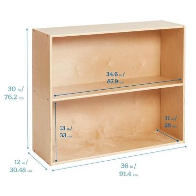 ECR4Kids Streamline 2-Shelf Storage Cabinet, 30in, Kid's Bookshelf, Natural Image 1