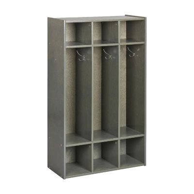 ECR4Kids Streamline 3-Section Coat Locker, Grey Wash Image 1
