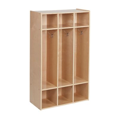 ECR4Kids Streamline 3-Section Coat Locker, Natural Image 1