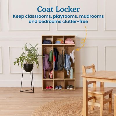 ECR4Kids Streamline 3-Section Coat Locker, Natural Image 2