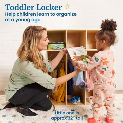 ECR4Kids Streamline 3-Section Toddler Coat Locker, Kids Furniture, Natural Image 2