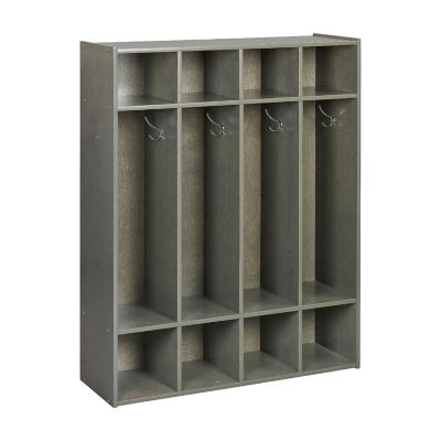 ECR4Kids Streamline 4-Section Coat Locker, Grey Wash Image 1