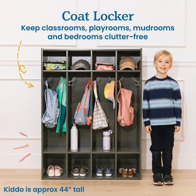 ECR4Kids Streamline 4-Section Coat Locker, Grey Wash Image 2