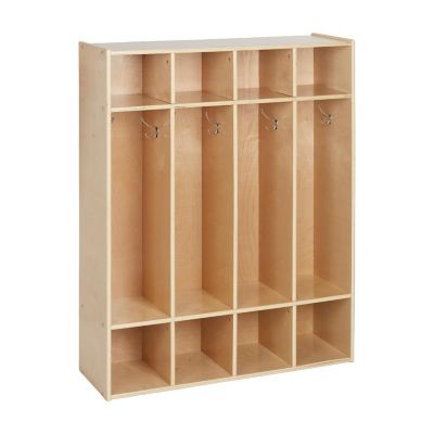 ECR4Kids Streamline 4-Section Coat Locker, Natural Image 1