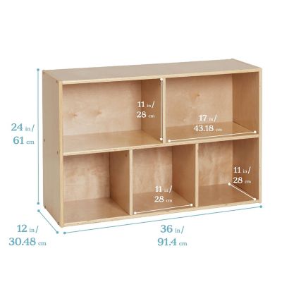 ECR4Kids Streamline 5-Compartment Storage Cabinet, 24in, Classroom Furniture, Natural Image 1