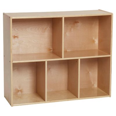 ECR4Kids Streamline 5-Compartment Storage Cabinet, 30in, Classroom Furniture, Natural Image 1