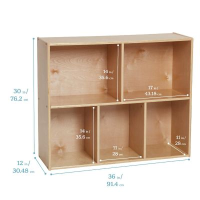 ECR4Kids Streamline 5-Compartment Storage Cabinet, 30in, Classroom Furniture, Natural Image 1