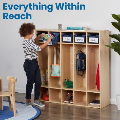 ECR4Kids Streamline 5-Section Coat Locker, Natural Image 2