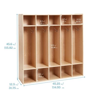 ECR4Kids Streamline 5-Section Coat Locker with Scoop Front Storage Bins, Classroom Furniture, Assorted Image 1