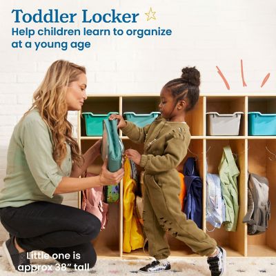 ECR4Kids Streamline 5-Section Toddler Coat Locker, Classroom Furniture, Natural Image 2