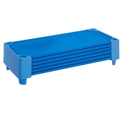 ECR4Kids Streamline Cot, Standard Size, Blue, 6-Pack Image 1