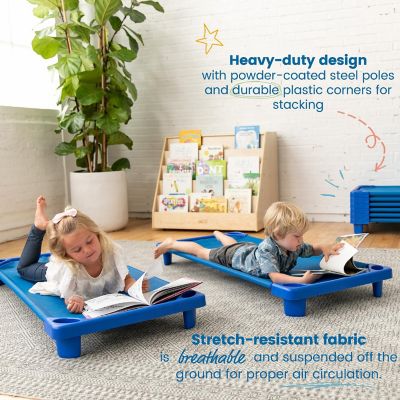 ECR4Kids Streamline Cot, Standard Size, Blue, 6-Pack Image 3